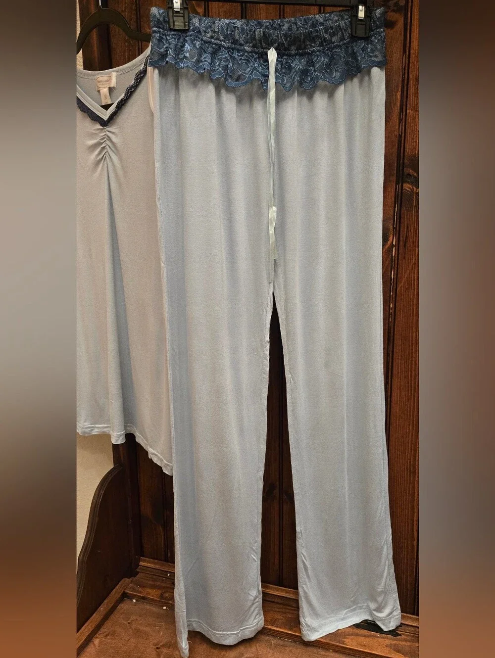 Kathy Ireland Women's Pjs Long Sleeve Sleep Top & Pant Set - Light Blue